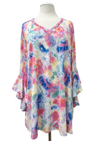 100 PQ {Feeling Bold} Multi Color Cascading Sleeve Top EXTENDED PLUS SIZE 4X 5X 6X