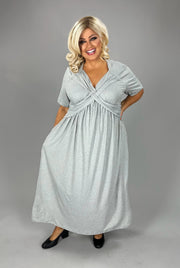 LD {The Finer Life} Grey V-Neck Midi Dress w/Pockets EXTENDED PLUS SIZE TRUE TO SIZE!!
