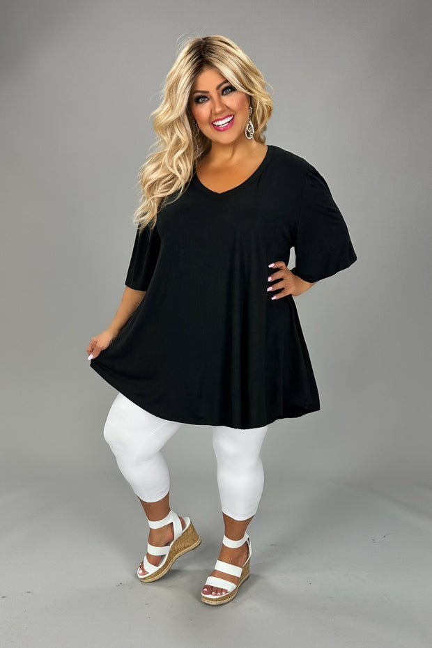 25 SSS {Do Me A Solid} Black V-Neck Short Sleeve Top PLUS SIZE 1X 2X 3X