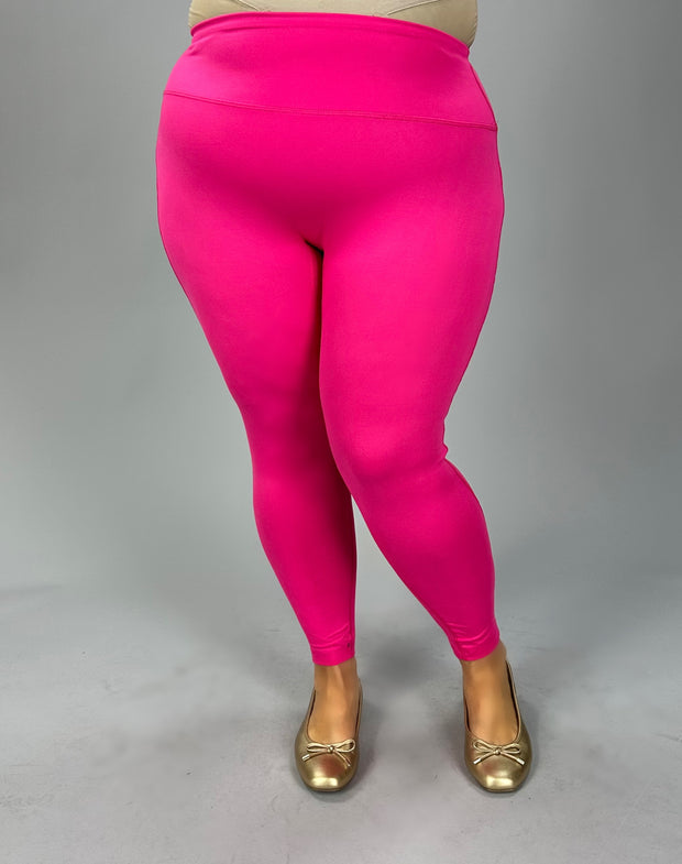 LEG-30 {No Slowing Down} Fuchsia Full Length Leggings PLUS SIZE 1X 2X 3X