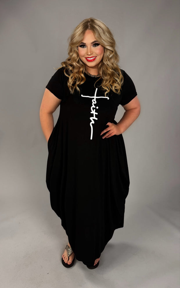 LD {Stand in Faith} Black "Faith" Knit Maxi Dress PLUS SIZE 3X