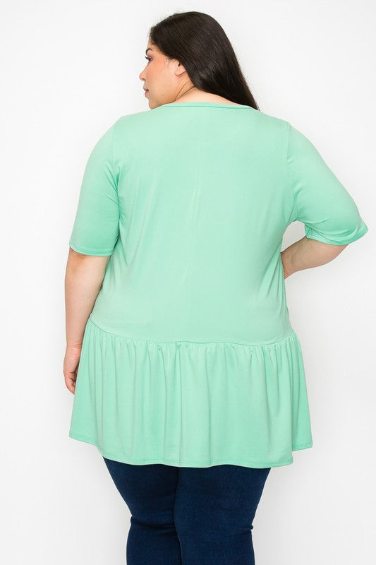 100 SSS {Someday Soon} Mint Round Neck Babydoll Top EXTENDED PLUS SIZE 3X 4X 5X