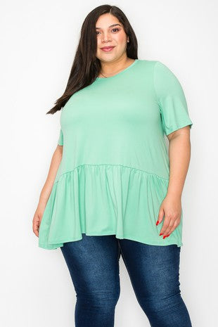 100 SSS {Someday Soon} Mint Round Neck Babydoll Top EXTENDED PLUS SIZE 3X 4X 5X