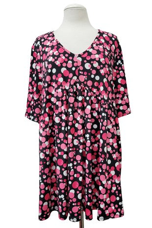 100 PSS {Another Try} Black Babydoll Top w/Pink Polka Dots EXTENDED PLUS SIZE 1X 2X 3X 4X 5X