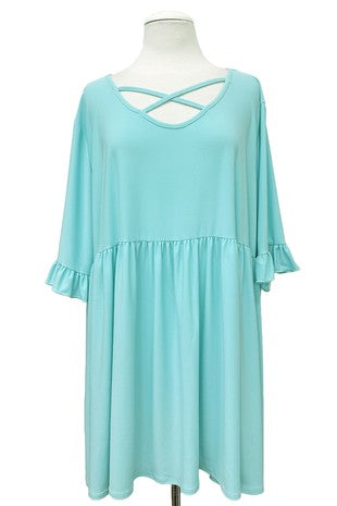 100 SSS {There Is Hope} Ice Mint Cross Neck Tunic EXTENDED PLUS SIZE 3X 4X 5X