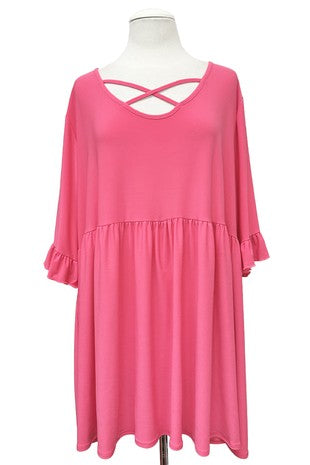 100 SSS {There Is Hope} Fuchsia Cross Neck Tunic EXTENDED PLUS SIZE 3X 4X 5X
