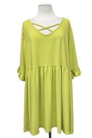 100 SSS {There Is Hope} Lime Cross Neck Ruffle Sleeve Tunic EXTENDED PLUS SIZE 3X 4X 5X