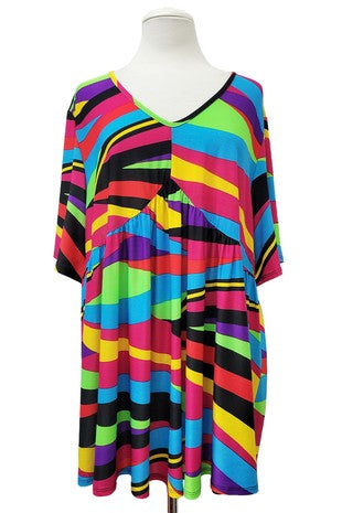100 PSS {Feels Like Forever} Multi Color Print Babydoll Top EXTENDED PLUS SIZE 3X 4X 5X