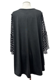 100 CP {Added Bliss} Black Polka Dot Sheer Sleeve Tunic EXTENDED PLUS SIZE 3X 4X 5X
