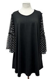 100 CP {Added Bliss} Black Polka Dot Sheer Sleeve Tunic EXTENDED PLUS SIZE 3X 4X 5X