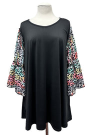100 CP {Listen Up} Black Multi Leopard Sleeve Tunic EXTENDED PLUS SIZE 3X 4X 5X