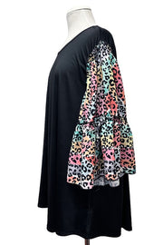 100 CP {Listen Up} Black Multi Leopard Sleeve Tunic EXTENDED PLUS SIZE 3X 4X 5X
