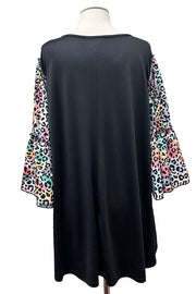 100 CP {Listen Up} Black Multi Leopard Sleeve Tunic EXTENDED PLUS SIZE 3X 4X 5X