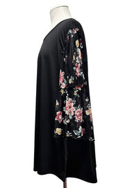 100 CP {Fight For Love} Black Sheer Floral Sleeve Tunic EXTENDED PLUS SIZE 3X 4X 5X