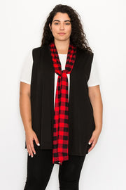 25 OT {Down For Whatever} CURVY BRAND Black Vest w Red Plaid Scarf EXTENDED PLUS SIZE 4X 5X 6X