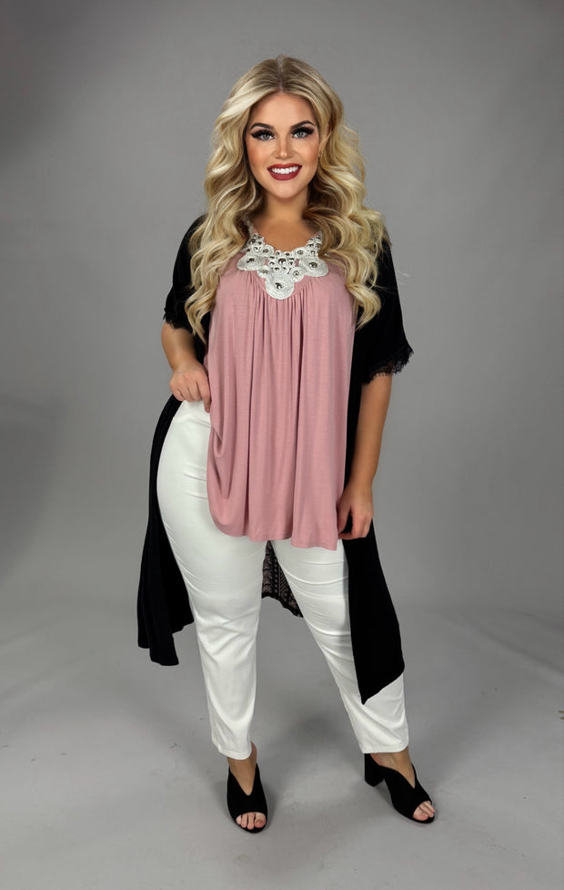 37 OT {Choosing Joy} VOCAL Black/Peach Floral Kimono PLUS SIZE XL 2X 3X