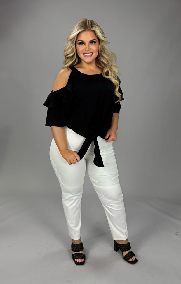 12 OS-C {Wit And Wonder} Umgee Black Cold Shoulder Top PLUS SIZE XL 1X 2X
