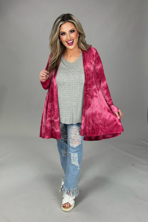 36 OT {See Me Clearly} VOCAL Raspberry Cardigan w/Studs PLUS SIZE XL 2X 3X