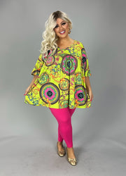 22 PSS {Feeling Electric} Lime Multi Paisley Print Top EXTENDED PLUS SIZE 4X 5X 6X