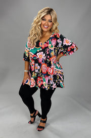 26 PSS {Every Little Thing} Black Multi Color Paisley Print Top EXTENDED PLUS SIZE 3X 4X 5X