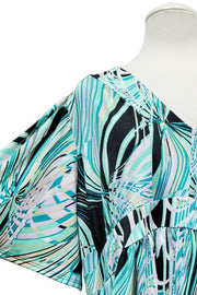 100 PSS {Modern Art} Black Mint Abstract Babydoll Top