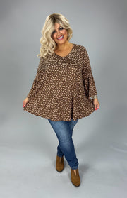 24  PQ {Blooming Out} Brown/Orange Daisy Print Top EXTENDED PLUS SIZE XL 2X 3X 4X 5X