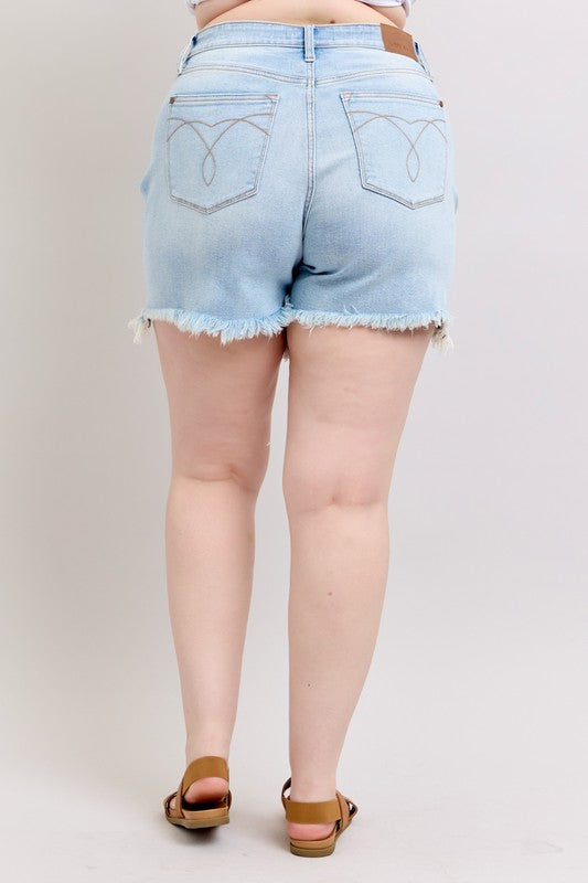 BT {By The Way} Judy Blue Cut Off 2 Button Dad Shorts PLUS SIZE 1X 2X 3X