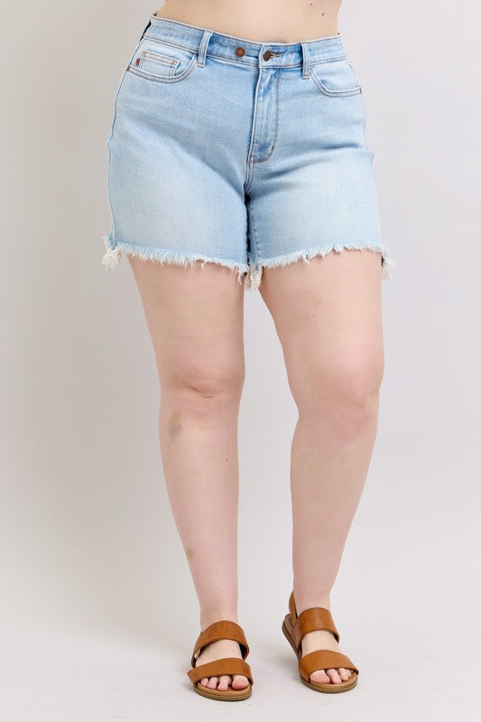 BT {By The Way} Judy Blue Cut Off 2 Button Dad Shorts PLUS SIZE 1X 2X 3X