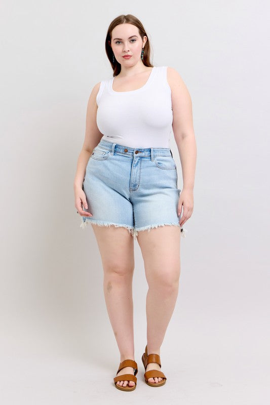 BT {By The Way} Judy Blue Cut Off 2 Button Dad Shorts PLUS SIZE 1X 2X 3X