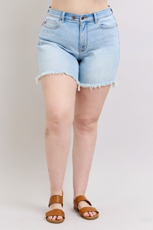 BT {By The Way} Judy Blue Cut Off 2 Button Dad Shorts PLUS SIZE 1X 2X 3X