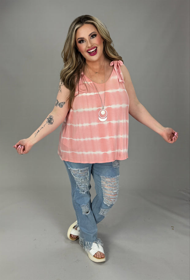 24 SV-A {Wait For Me} Blush Tie Dye V-Neck Top PLUS SIZE XL 2X 3X