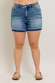 BT {All I Have} Judy Blue Vintage Wash Release Hem Shorts PLUS SIZE 1X 2X 3X