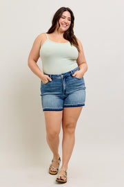 BT {All I Have} Judy Blue Vintage Wash Release Hem Shorts PLUS SIZE 1X 2X 3X