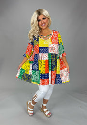 100 PSS {One More Try} Yellow Multi Paisley Cross Neck Top EXTENDED PLUS SIZE 3X 4X 5X