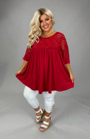 44 SSS {In The Details} Red Floral Lace Babydoll Tunic CURVY BRAND EXTENDED PLUS SIZE 3X 4X 5X 6X
