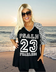 49  GT {Psalm 23} Black Leopard Graphic Tee  PLUS SIZE XL 2X 3X 4 (May Size Down 1 Size)