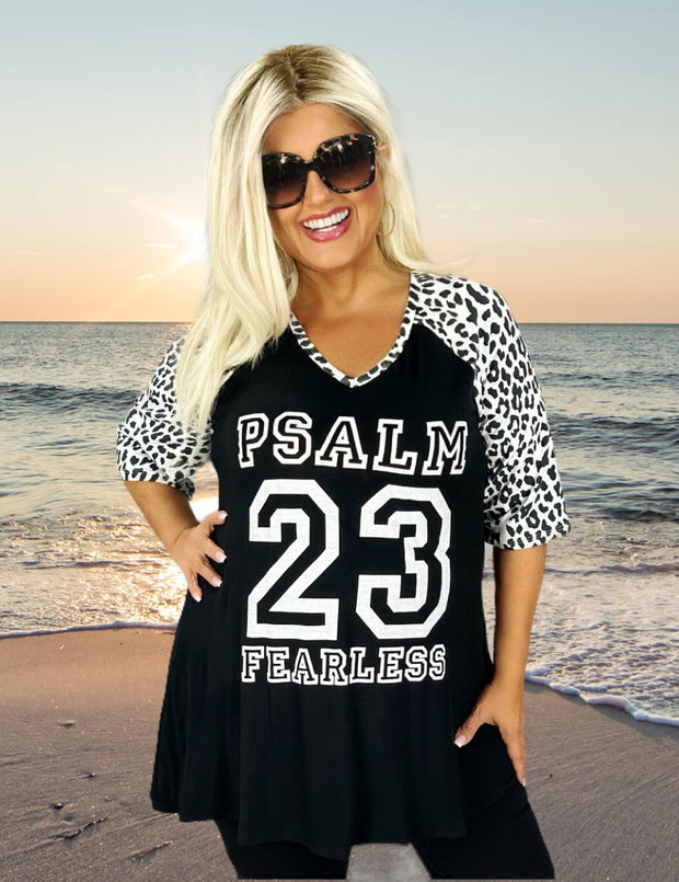 49  GT {Psalm 23} Black Leopard Graphic Tee  PLUS SIZE XL 2X 3X 4 (May Size Down 1 Size)
