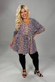 100 PSS {Spot On} Black Multi Animal Print Top EXTENDED PLUS SIZE 1X 2X 3X 4X 5X