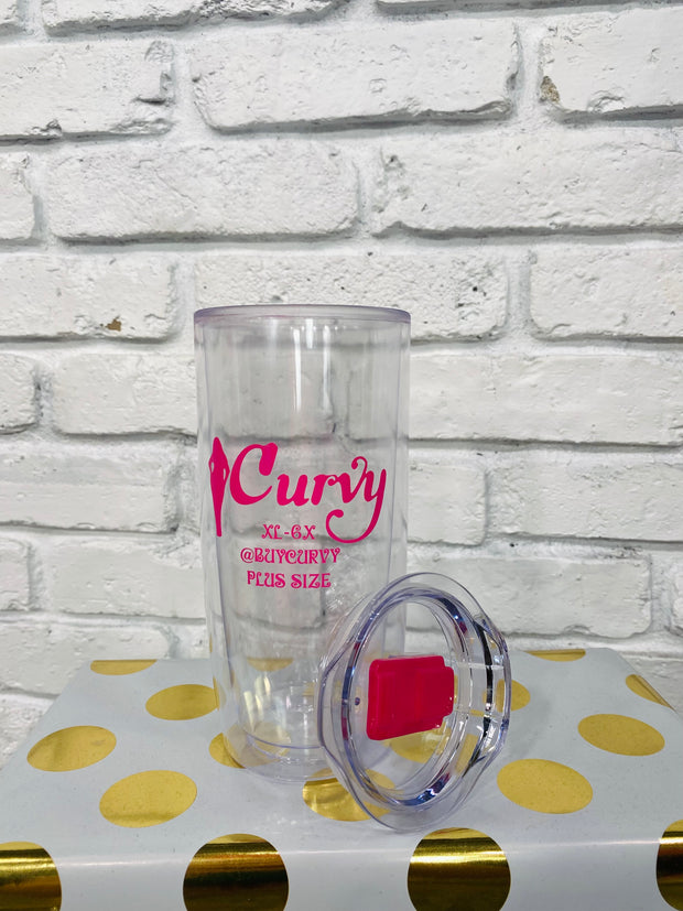 Curvy Clear & Pink 19 oz. Tumbler