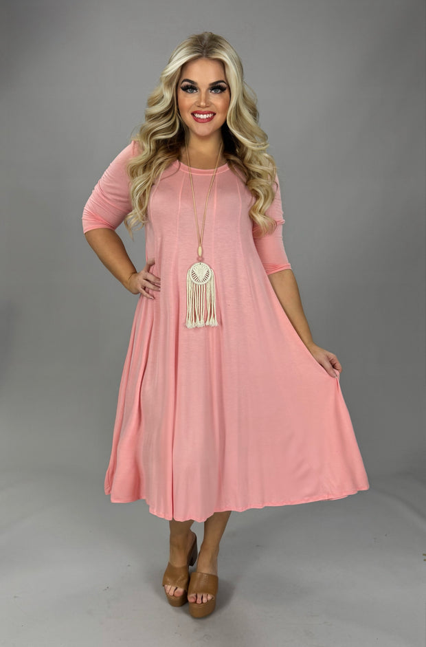 25 SQ {Playing For Keeps} Peach Pleated A-Line Dress PLUS SIZE 1X 2X 3X