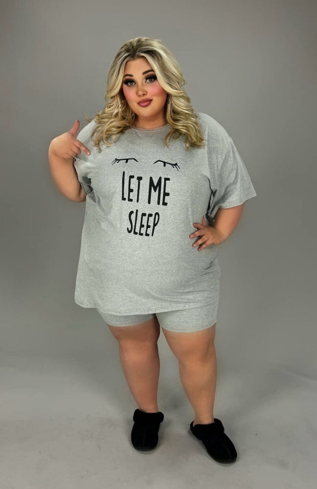 SET Heather Grey "Let Me Sleep" Short Set