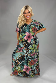 LD {Crossed My Mind} Seafoam Floral Multi Print Maxi Dress EXTENDED PLUS SIZE 3X 4X 5X