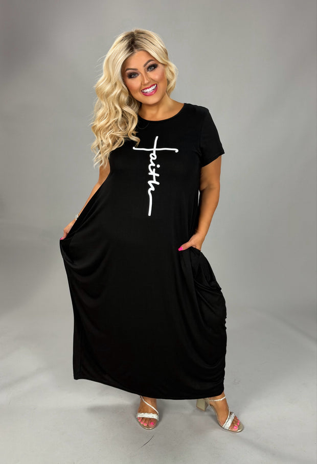 LD {Stand in Faith} Black "Faith" Knit Maxi Dress PLUS SIZE 3X