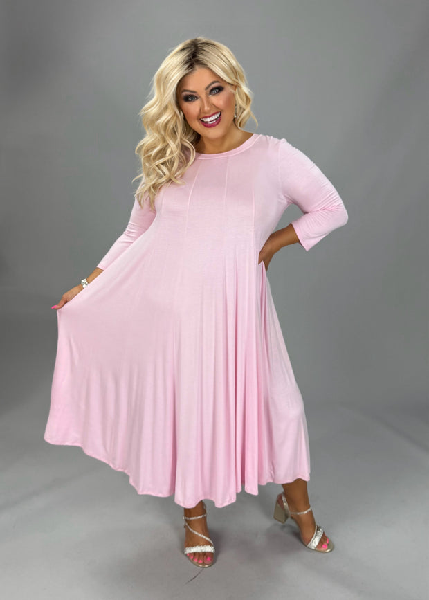 16 SQ {Playing For Keeps} Light Pink Pleated A-Line Dress PLUS SIZE 1X 2X 3X