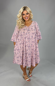 92 PSS-J {Romance Possible} Lilac Floral Dress w/Pockets PLUS SIZE 1X 2X 3X