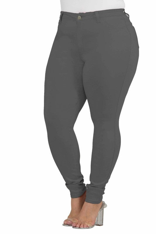 LEG-54 {Talk About It} Charcoal Denim Skinny Jeans PLUS EXTENDED XL X 3X 4X
