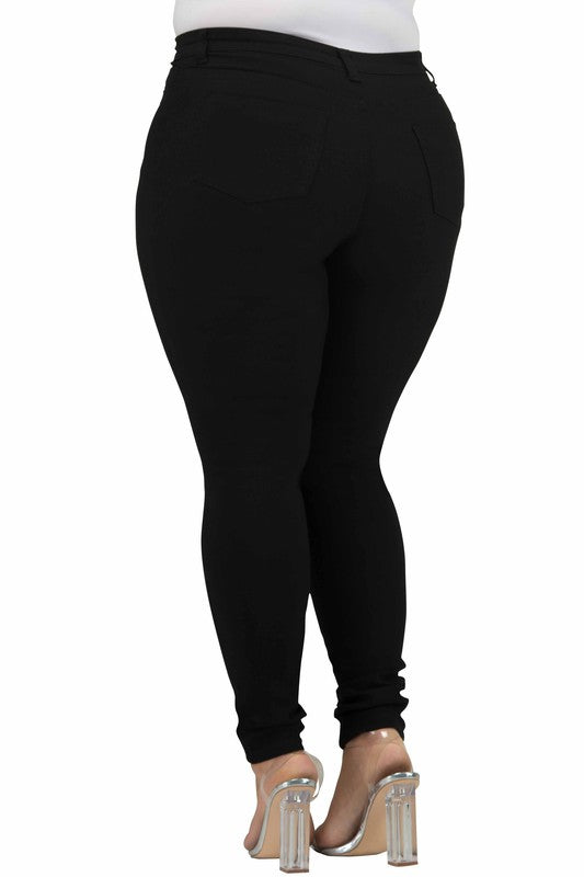 LEG-32 {Talk About It} Black Denim Skinny Jeans  PLUS SIZE EXTENDED  XL 2X 3X 4X