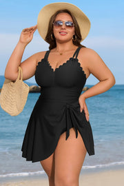 SWIM {Pool Ready} Black One Piece Swimsuit w/Side Tie EXTENDED PLUS SIZE 3X 4X