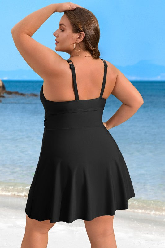SWIM {Pool Ready} Black One Piece Swimsuit w/Side Tie EXTENDED PLUS SIZE 3X 4X