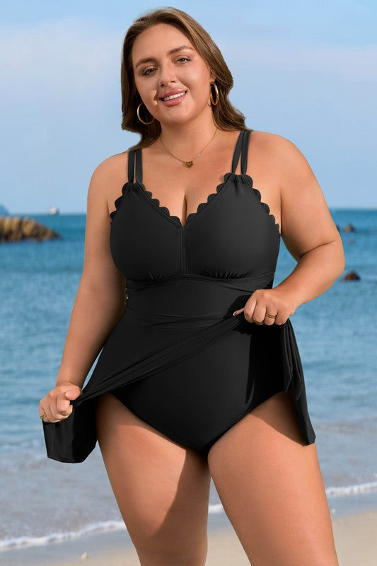 SWIM {Pool Ready} Black One Piece Swimsuit w/Side Tie EXTENDED PLUS SIZE 3X 4X